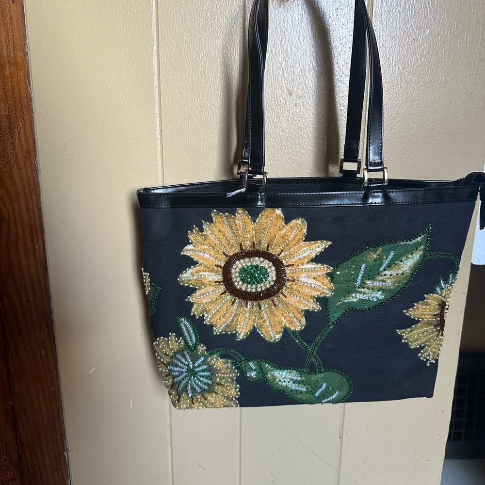 Braciano Black and Yellow Sunflower Tote Bag